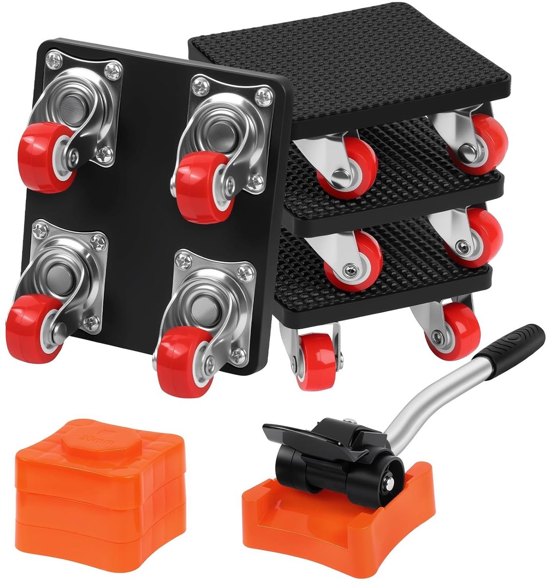 Transportwielen voor meubels, 9 stuks met 360° draaibare wielen en belastinglift, ideaal voor zware meubels tot 500 kg, perfect voor het verplaatsen van apparaten, bedden en banken
