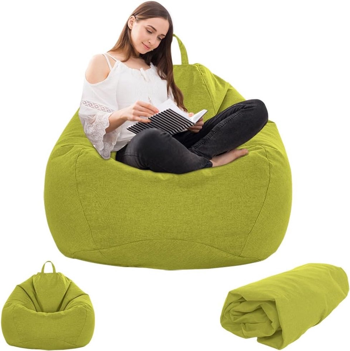 Zitzak voor Kinderen en Volwassenen, 100 x 120 cm, Grote Gaming Zitzak, Zitzakstoel voor Binnen en Buiten, Deksel Zonder Vulling, Comfortabele Zitzak voor Ontspanning