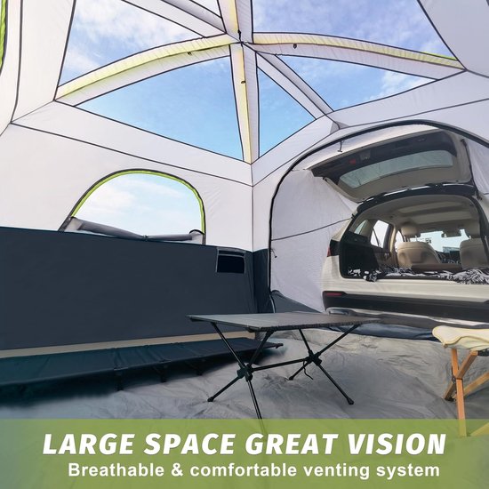 SUV tent 6 personen waterdichte campingtent met auto aansluiting ruime familietent met regendak voor outdoor kamperen en wandelen — afbeelding 3