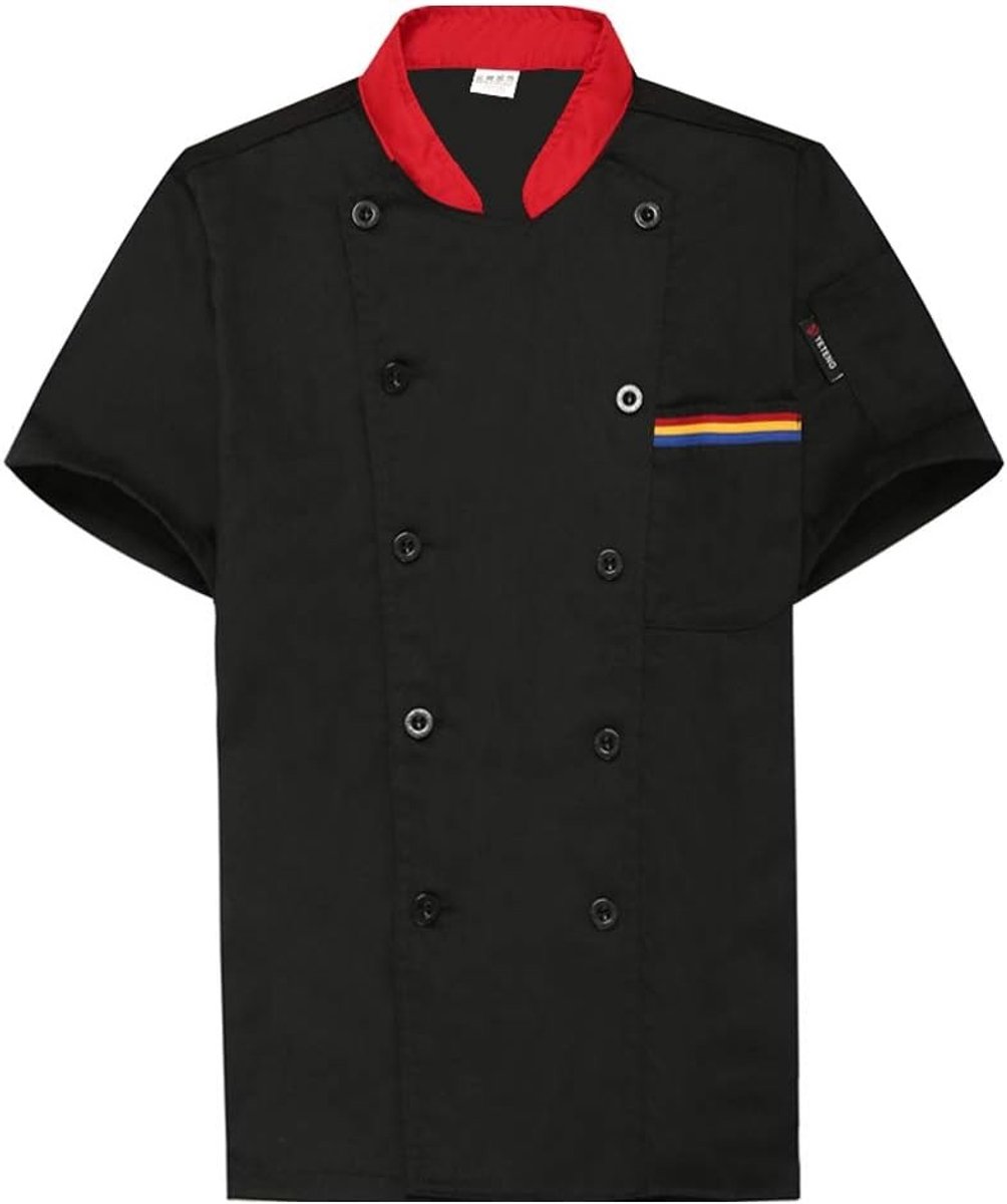 Korte Mouwen Kokuniform voor Hotel en Restaurant - Professioneel Chef Outfit in Zwart, Ideaal voor Keuken en Catering