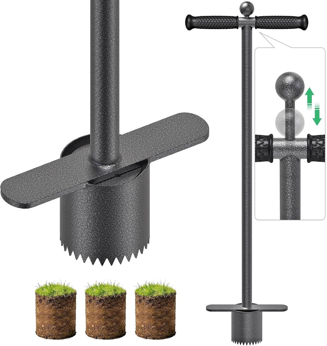 Tuingereedschap voor bloembollen met zacht rubberen handvat, ideaal voor planten van narcissen en andere bloembollen in gazon en tuin