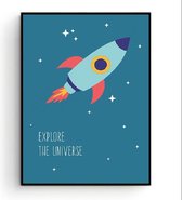 Postercity - Design Canvas Poster Raket - Explore the Universe / Kinderkamer / Muurdecoratie / 40 x 30cm / A3