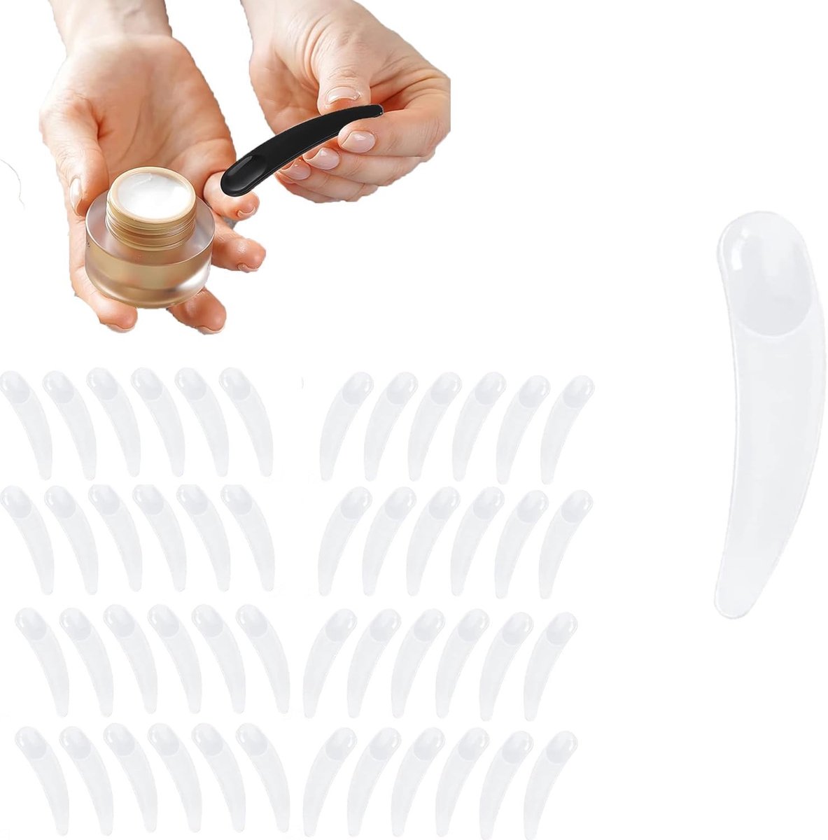 Mini Spatula voor Cosmetica, Ideaal voor Gezichtscrèmes, Maskers en Lotions - 200 Stuks, Wit en Handig in Gebruik