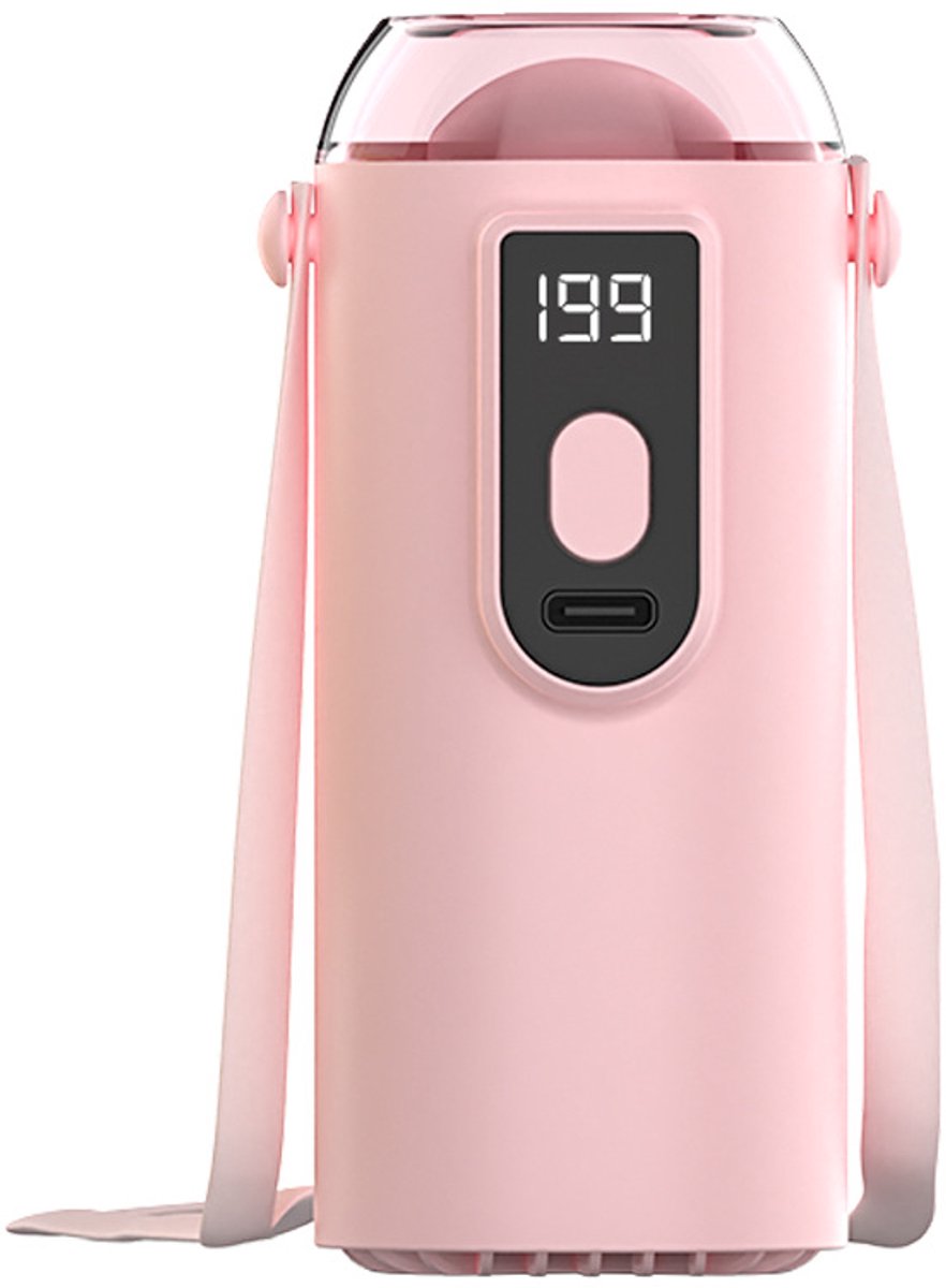 Draagbare mini-ventilator met clip, traploos instelbaar (199 standen), digitaal display, opladen via USB-C, afmetingen 7×4,5×11 cm, clipventilator voor petten en buitenactiviteiten