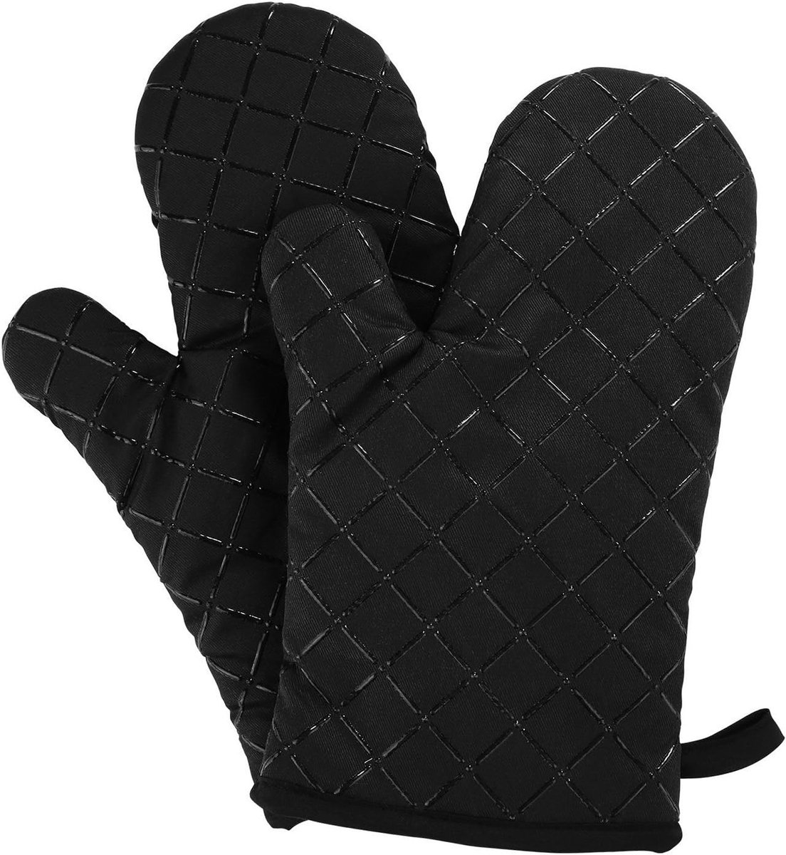 Thijox - Zwarte Anti-slip Keuken Ovenhandschoenen Katoen Hittebestendig 200°C voor Koken Bakken Barbecue - 1 Paar