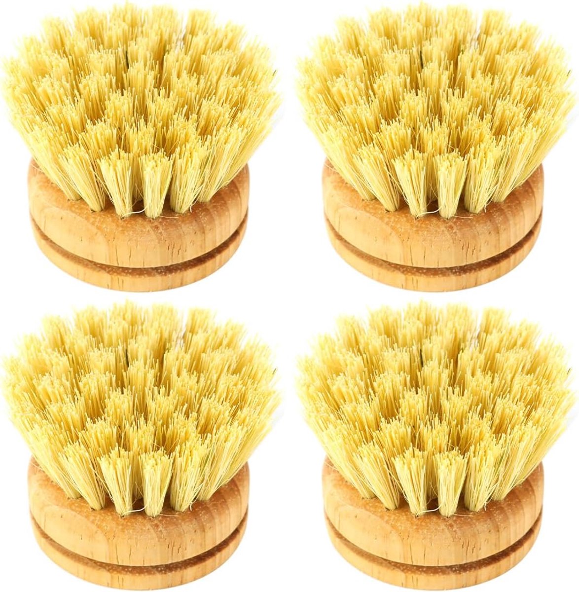 SnelShoppen - 4 Stuks Houten Afwasborstels Vervangkoppen - Duurzaam, Milieuvriendelijk, Voor Keuken en Badkamer, Ideaal voor Dishes, Tassen en Keukena