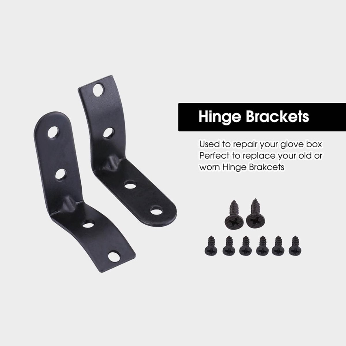 Zwarte handschoenenvak scharnierreparatieset voor dashboardkastje - DIY fixatiekit en vervangende onderdelen voor scharnierhouder en vakdeksel reparatie