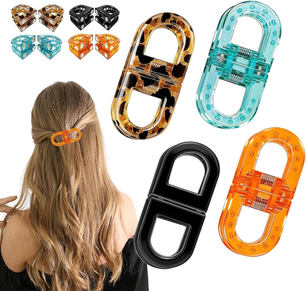 Thijox - Magnetische Haarspelden Set van 4 Dames, Antislip Haarclips met Strikvorm, Compact en Draagbaar, Stevige Haarklemmen voor Fijn en Dik Haar, G