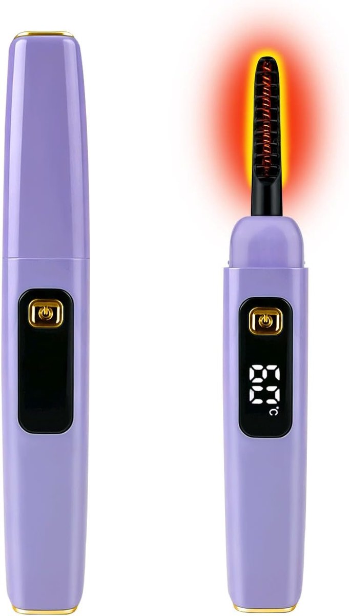 Thijox - Verwarmde Wimperkruller S800 met Nauwkeurige Temperatuurregeling, Intelligente Uitschakeling, Perfect voor Natuurlijke Make-up, Paars + Goud,