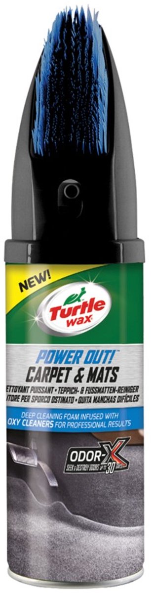 Turtle Wax Power Out Carpets & Mats - Bekleding & interieur reiniger - Verwijdert hardnekkige vlekken - Sneldrogende formule – Met de Odor-X technologie - Elimineert geurtjes - tot 30 dagen - 400ml