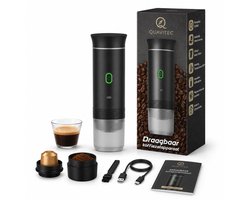 Quavitec Draagbaar Koffiezetapparaat - Draagbare Koffiemachine - Cups & Gemalen Koffie - Camping Espressomachine - USB Oplaadbaar - Espresso & Lungo Machine voor Onderweg en Reizen