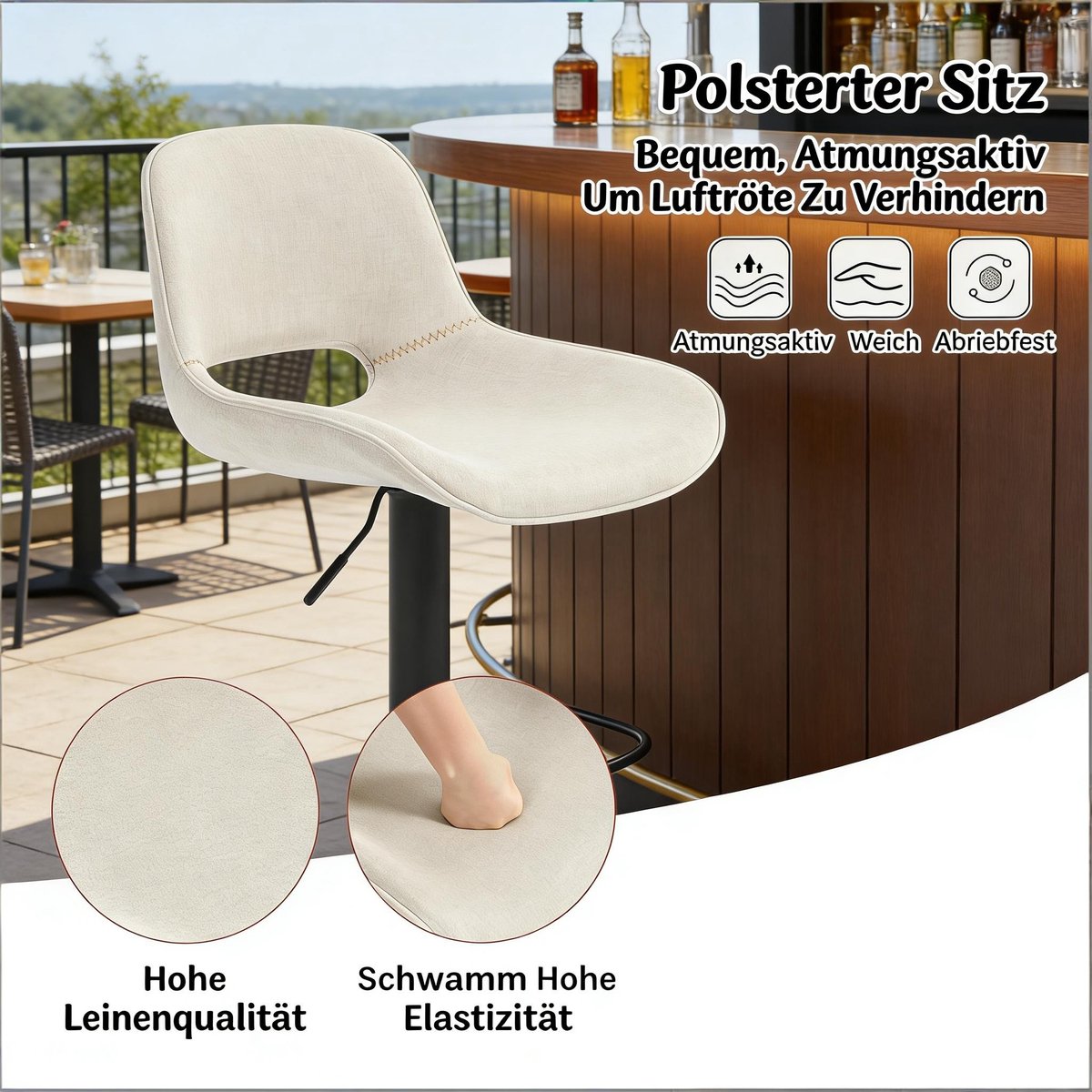 YYchan barkruk - 2-delige set - beige - 49 x 49 x 106 cm