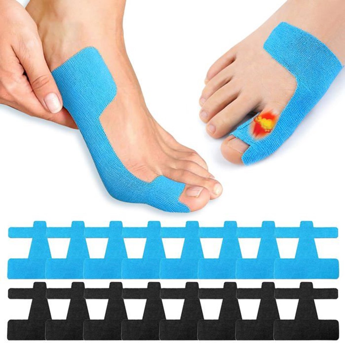 Hechtpleisters Geschikt voor de correctie van hallux valgus - 50 stuks, gebaseerd op kinesiologie, zacht en ademend Geschikt voor de tenen.