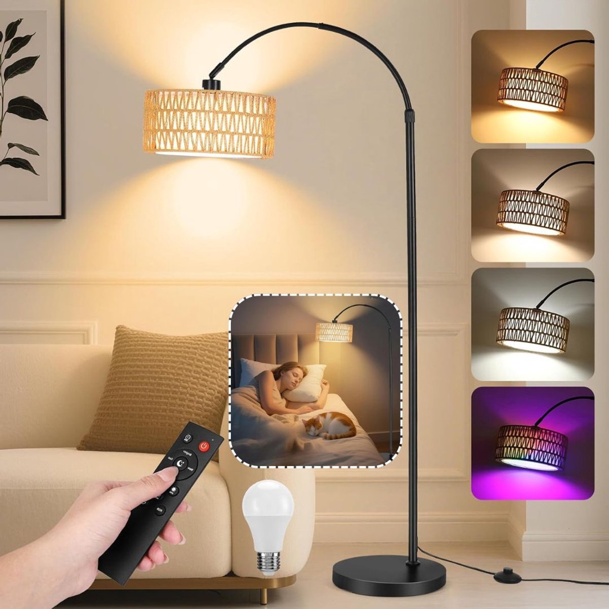 CLVP® Booglampen Staand Voerlamp - Vloerlampen Woonkamer - Zwart