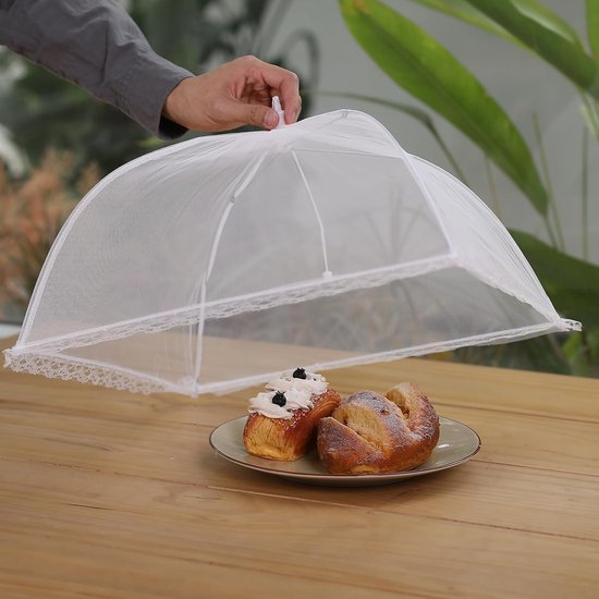 Vliegenkap -Voedselkap-Opvouwbare Voedselkapjes-vliegenkap voedselkap-vliegenkappen-voedselkap opvouwbaar- 6 Stuks -48x48cm- Voor Barbecues, Picknicks & Binnenshuis - Bescherming Tegen Vliegen & Wespen-bescherm je eten - afdeknet — afbeelding 2