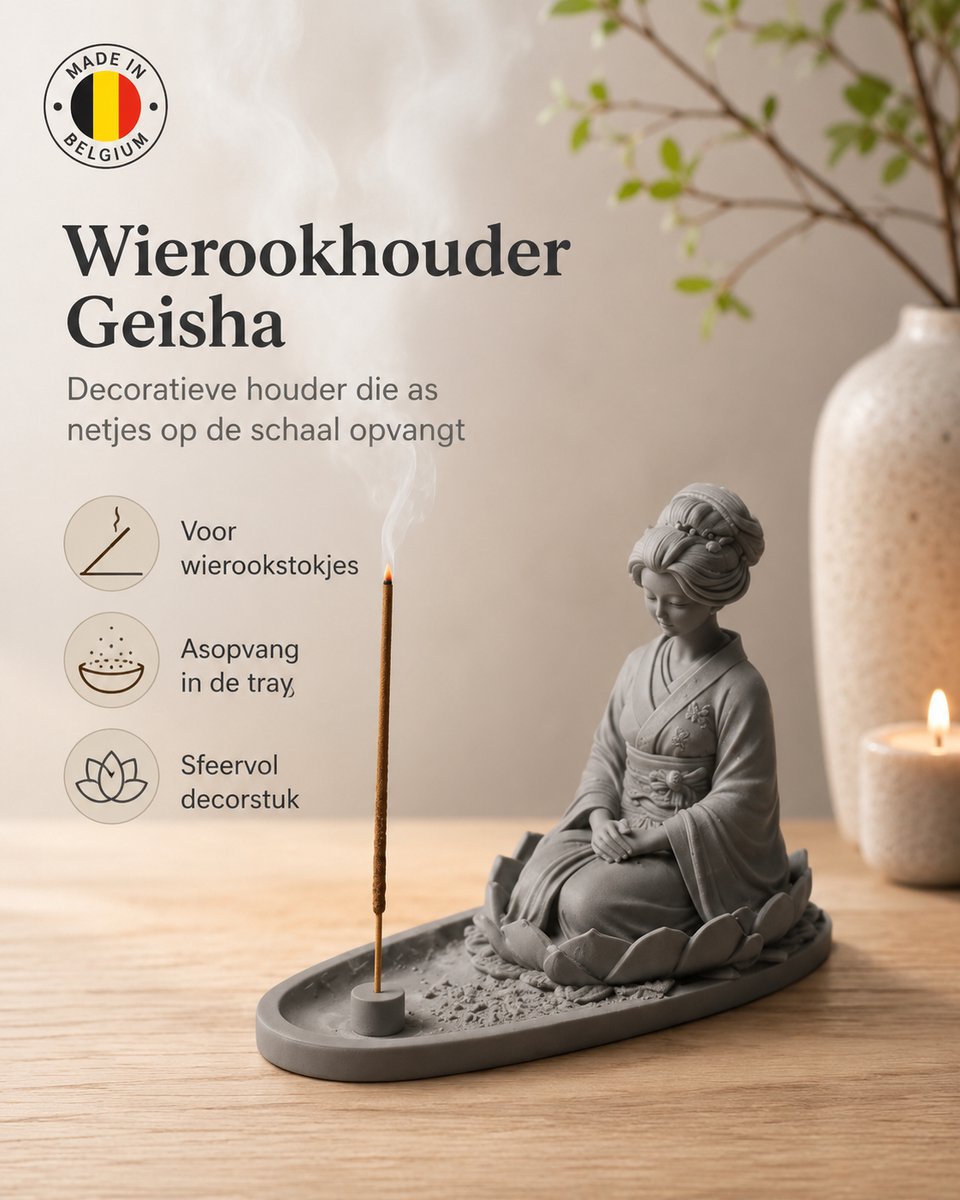 Skushy Wierookhouder Geisha Incense Holder – Zen Lotus - Accessoire - Organizer - Praktisch - Decoratief