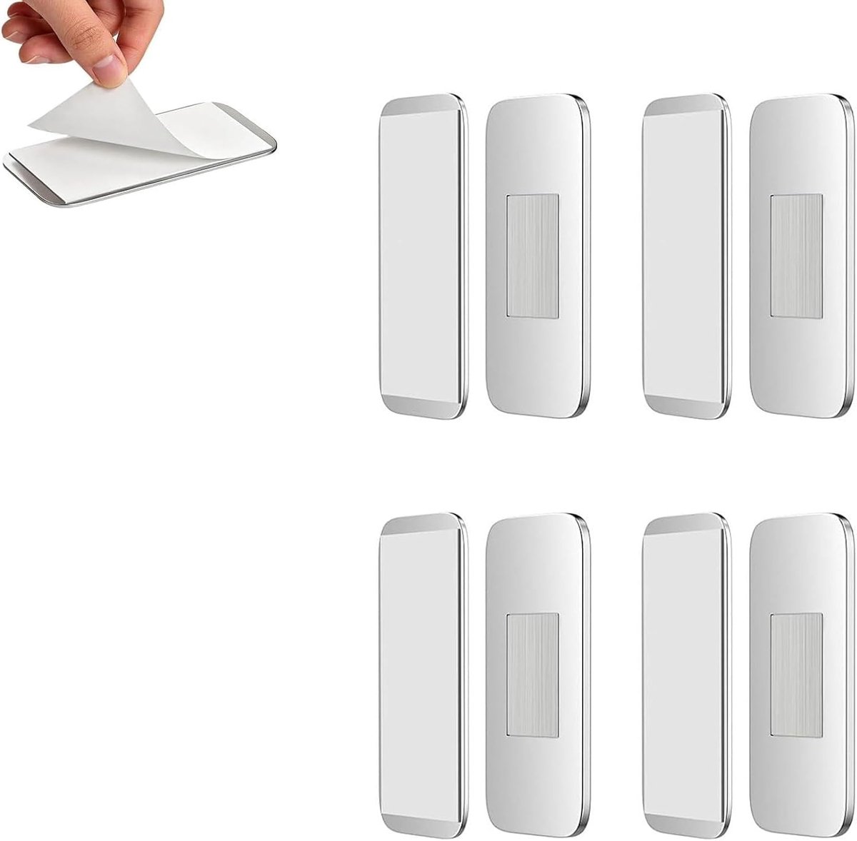 KZQ Deurmagneten, Zelfklevende Kastmagneten Ultradun Zonder Boren | Kastmagneten,Roestvrij Staal, Zonder Boren Zelfklevend, 4x2x0,2cm 20g 4 Stuks, Keuken Badkamer Kast Camper