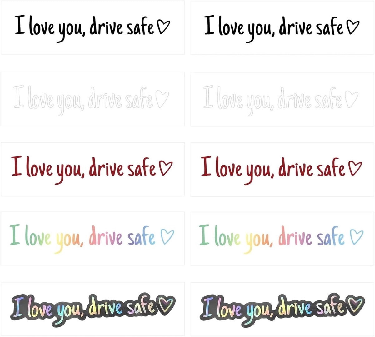 Hartvormige Achteruitkijkspiegel Stickers - I Love You en Rij Veilig - Vinyl Stickers voor Auto Interieur, Perfecte Cadeaus voor Bestuurders