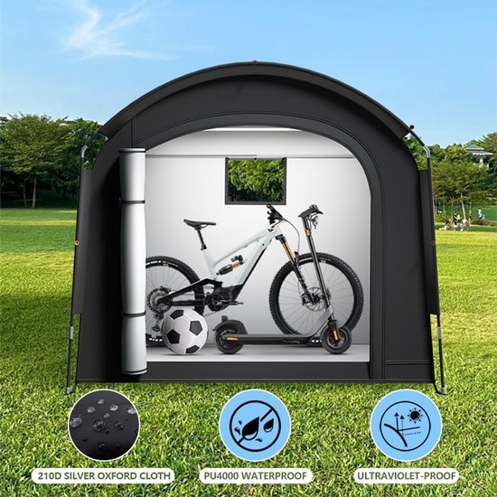 KZQ Waterdichte en UV-beschermende fietstent - Opvouwbare buitentent, geschikt voor 1-2 fietsen - Stevige constructie, eenvoudig op te zetten - Geschikt voor tuinen, terrassen en garages - 200 x 80 x 165 cm - Zwart van KZQ — afbeelding 3