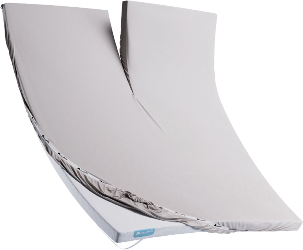 Cloudpillo Split Topper Hoeslaken - Misty Grey - 160x200 cm - Ventilerend, Elastisch, Zijdezacht en Antibacterieel - OEKO-TEX Gecertificeerd Katoen