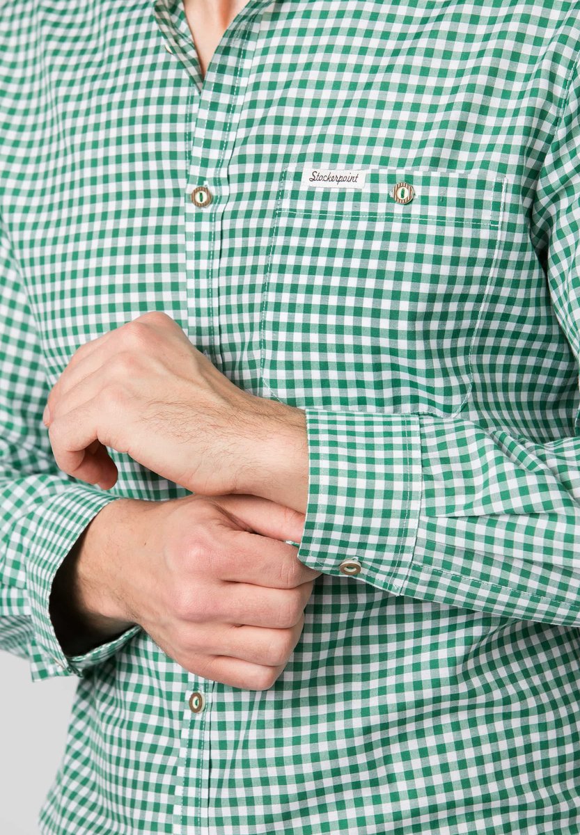 Stockerpoint Trachtenhemd groen-wit met lange mouw