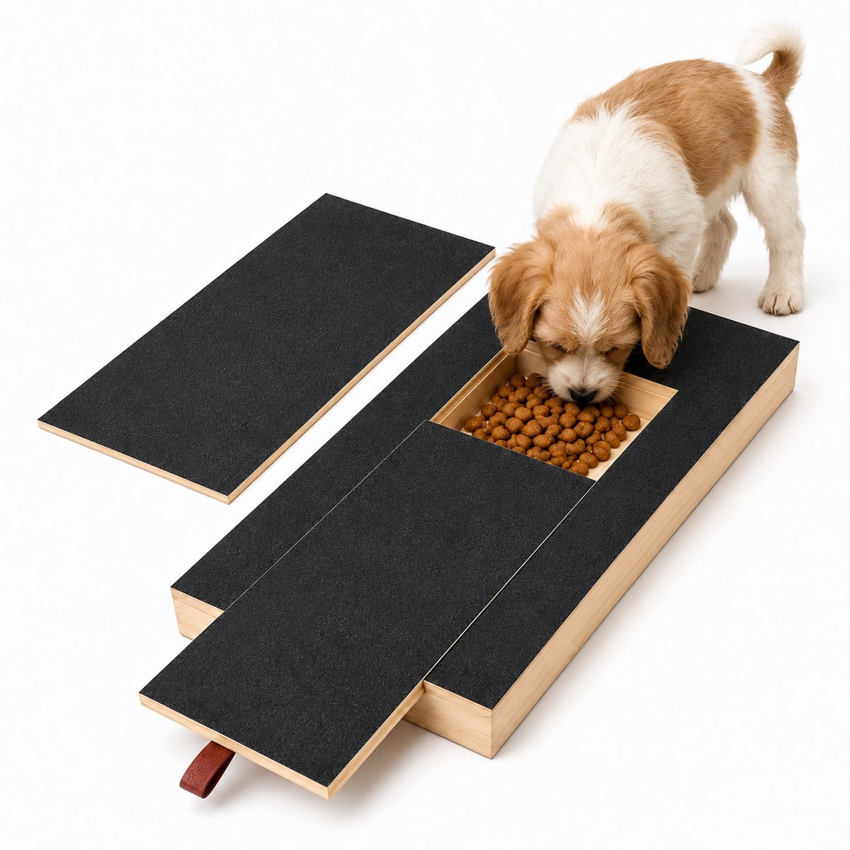Hondenkrabplank voor Nagelverzorging - Krabplank Hond met Voerbakje - Duurzaam Hout & Antislip - Nagelvijlplank Inclusief Schuurpapier - Honden Speelgoed voor Nagels Vijlen - Medium & Kleine Honden-Een vel schuurpapier