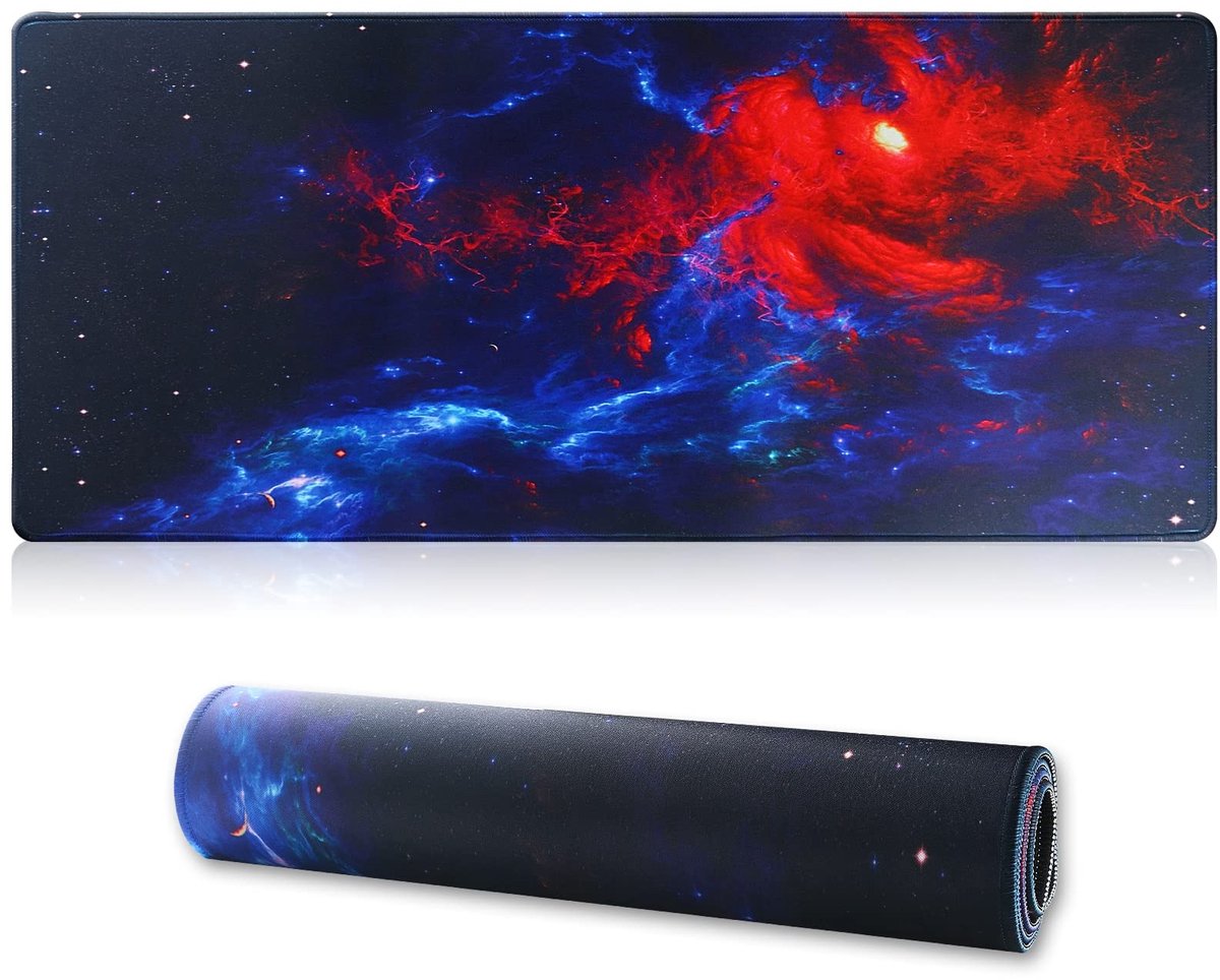 SnelShoppen - Grote Gaming-Muismat 70x30 cm met Genaaide Randen, Antislip Basis van Natuurlijk Rubber, Ideaal voor Gamer/Thuis/Kantoor