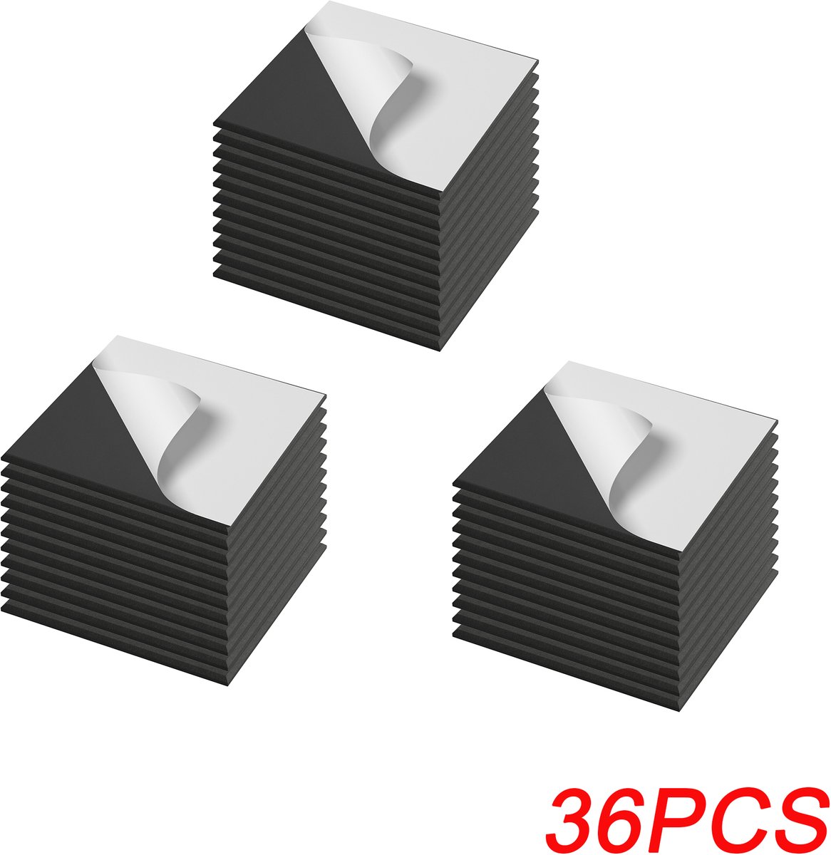 36PCS Vierkante Akoestische Panelen – Geluidsabsorberende Wandpanelen – Geluidsdemping voor Studio, Gamekamer, Kantoor & Muziekkamer – Zwart
