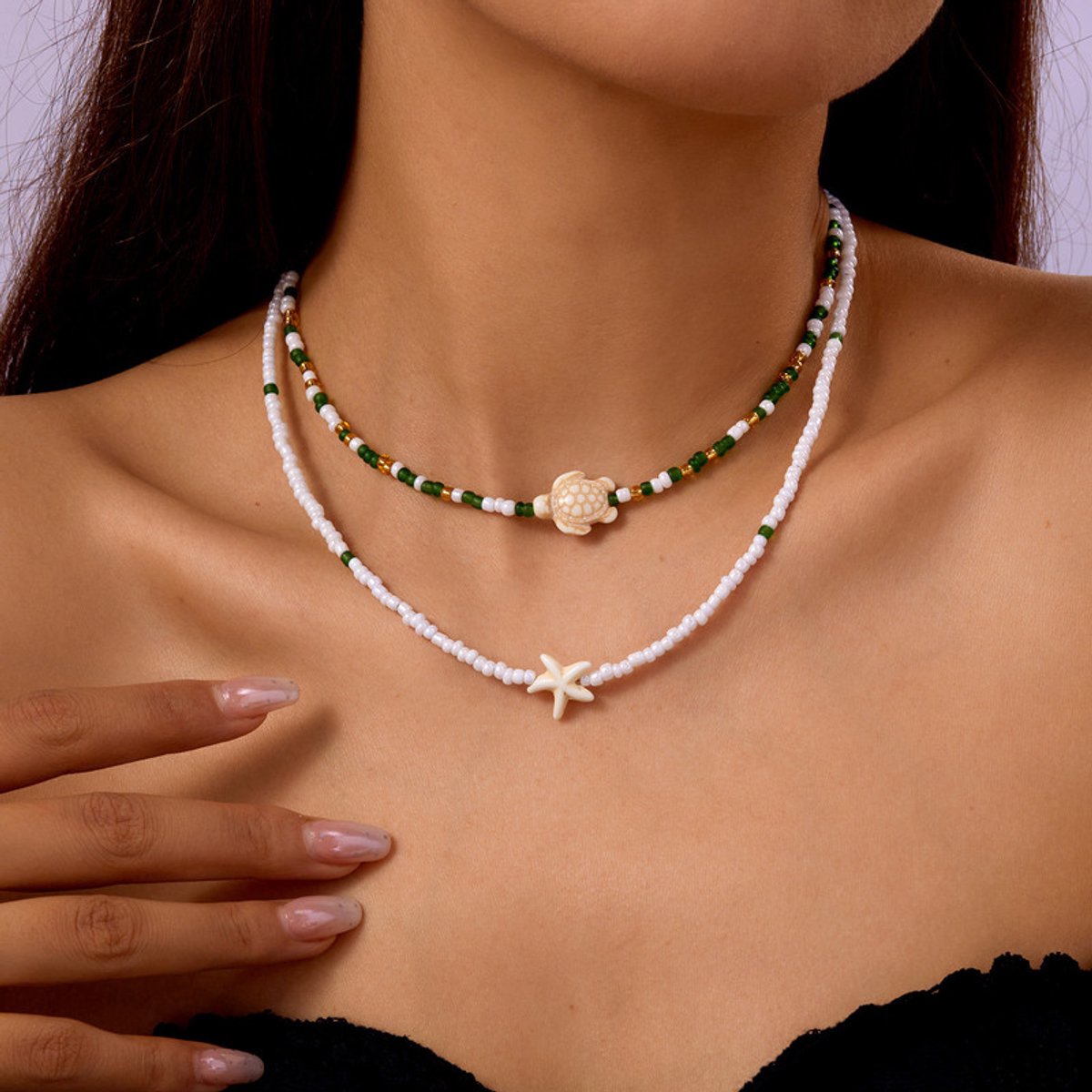 Halsketting - 38+5cm - Kralenketting - Halsketting met kleine kraaltjes - Strandketting - Zomerse stijl - Dames zomer strandkleding - Casual halsketting - Fotoketting - Perfect om mee naar het strand te gaan