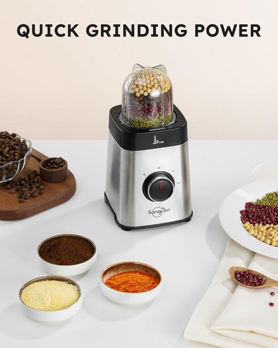 SnelShoppen - 5-in-1 Blender voor Shakes en Smoothies, 500W, 3 Snelheidsregelingen met Puls, Ideaal voor IJs, Fruit, Vlees en Groenten in Keuken, Perf van Snelshoppen — afbeelding 5