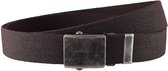 Landley Elastische Canvas Riem met Metalen Schuifgesp - Stretch - Koppelriem - Dames / Heren - Unisex - Bruin - Lengte totaal 120 cm / Riemmaat 105