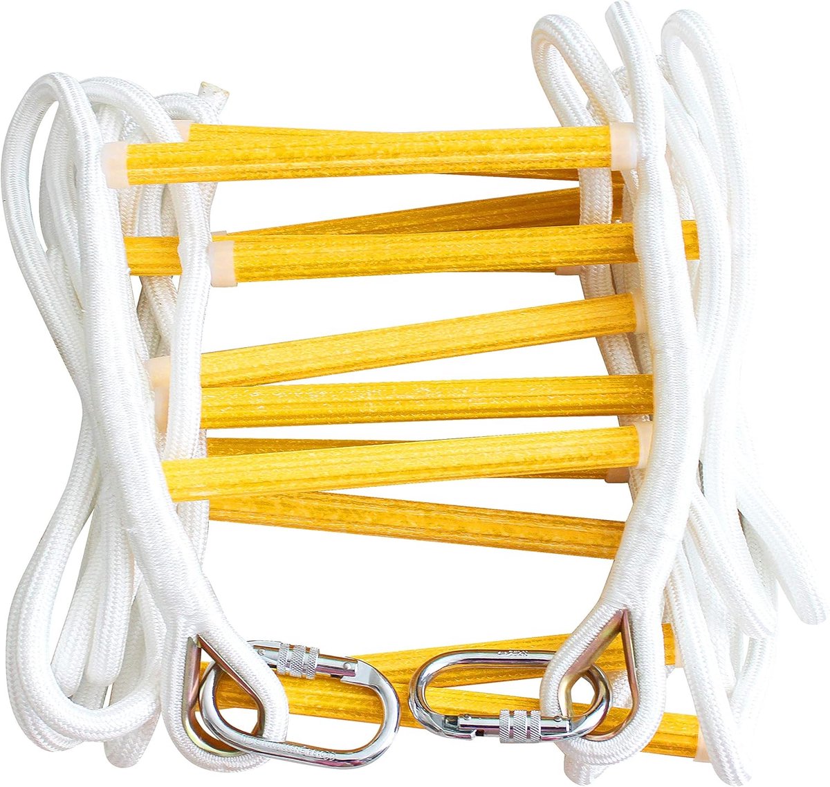 SnelShoppen - Fire Escape Rope Ladder 5m | Veiligheidsladder voor 2 Verdiepingen | Brandwerend en Weerbestendig | Met Carabiners en Antislip | Tot 900