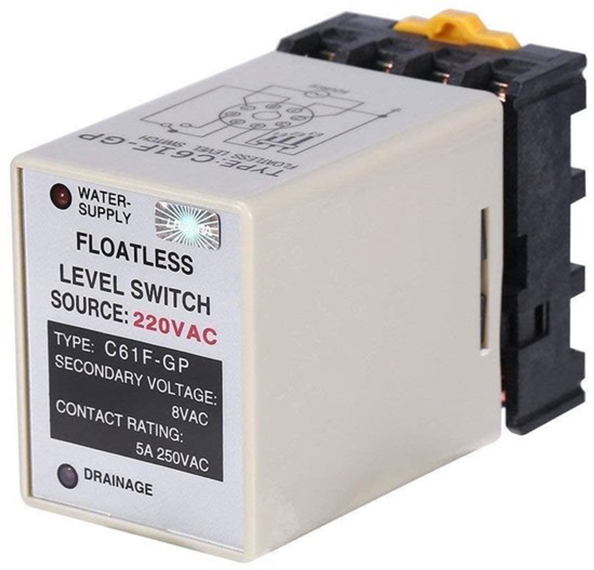 Niveauschakelaar Vlotterloos - AC220V 50/60Hz - LED-indicator - Waterniveau Regelcomponent - Compacte Afmetingen 50x40x58mm - Schokbestendig - Niveaucontroller