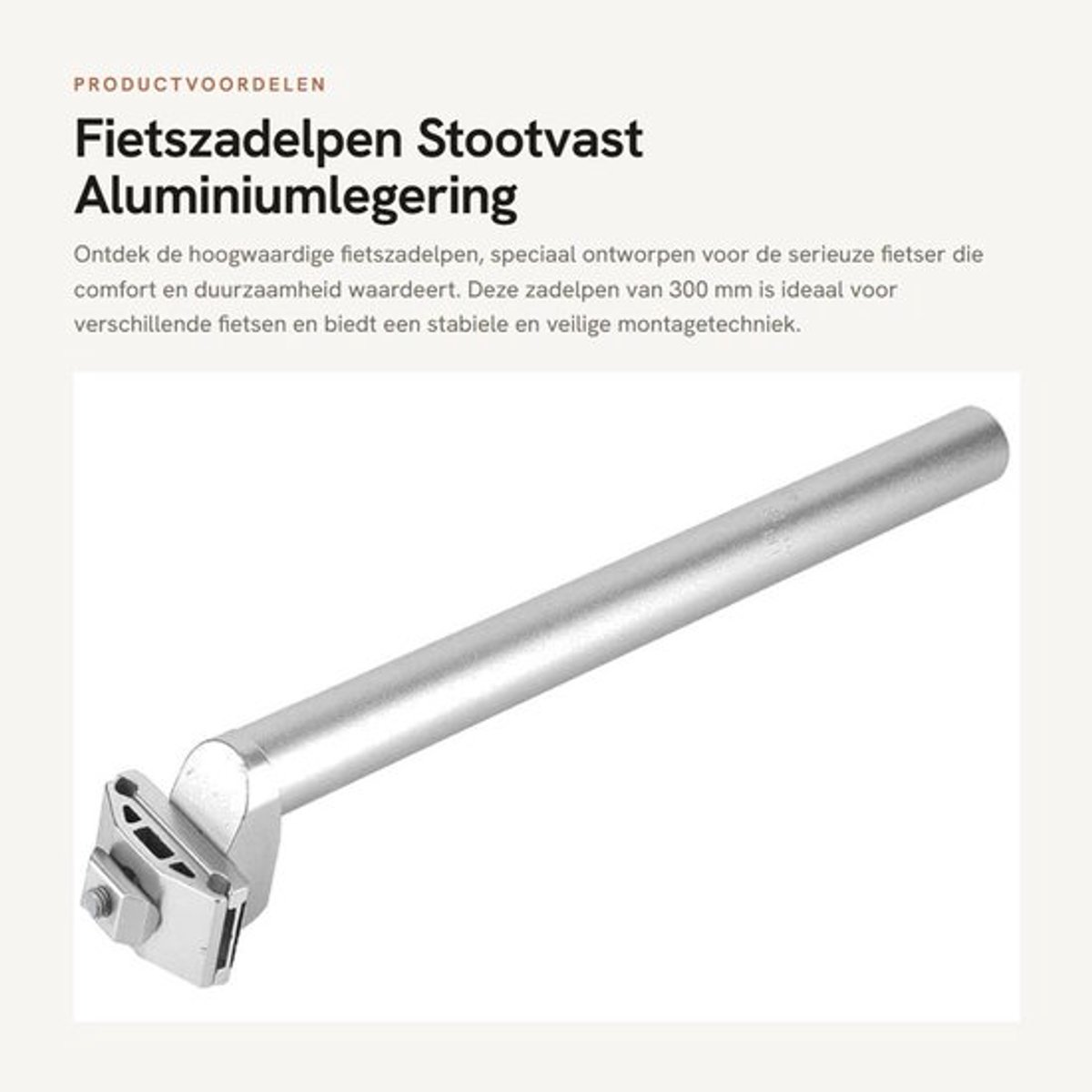 Zadelpen 25,4 x 300 mm - Schokbestendig - Aluminiumlegering - Lichtgewicht - Duurzaam - Krasbestendig - Fietszadel