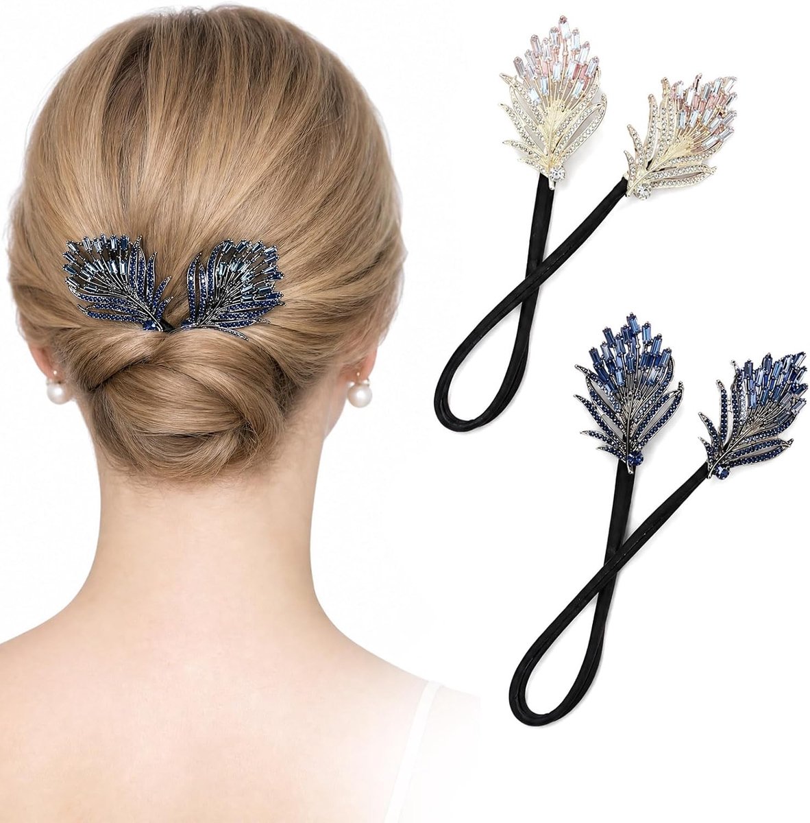 SnelShoppen - 2 Pcs Dutt Maker Crystal Haarbun Maker, Franse Haarspeld, Elegant Haaraccessoire voor Snelle Hairstyling, Ideaal voor Vrouwen