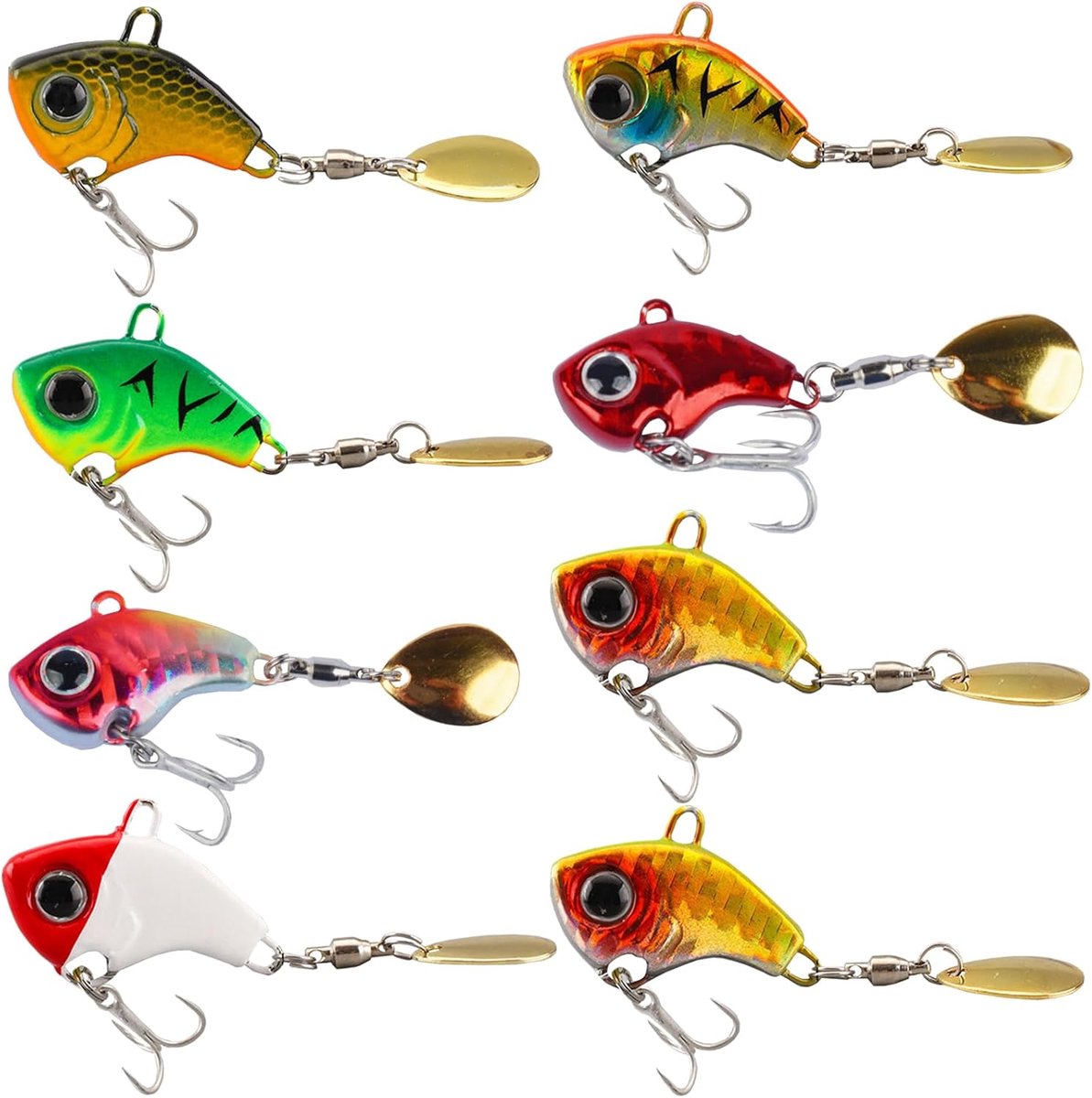 SnelShoppen - Pack van 8 Kunstmatige Vissenlures voor Zeevissen - Realistische 3D Visogen - Perfect voor Snoek, Baars, Forel en Meer - Praktische Viss