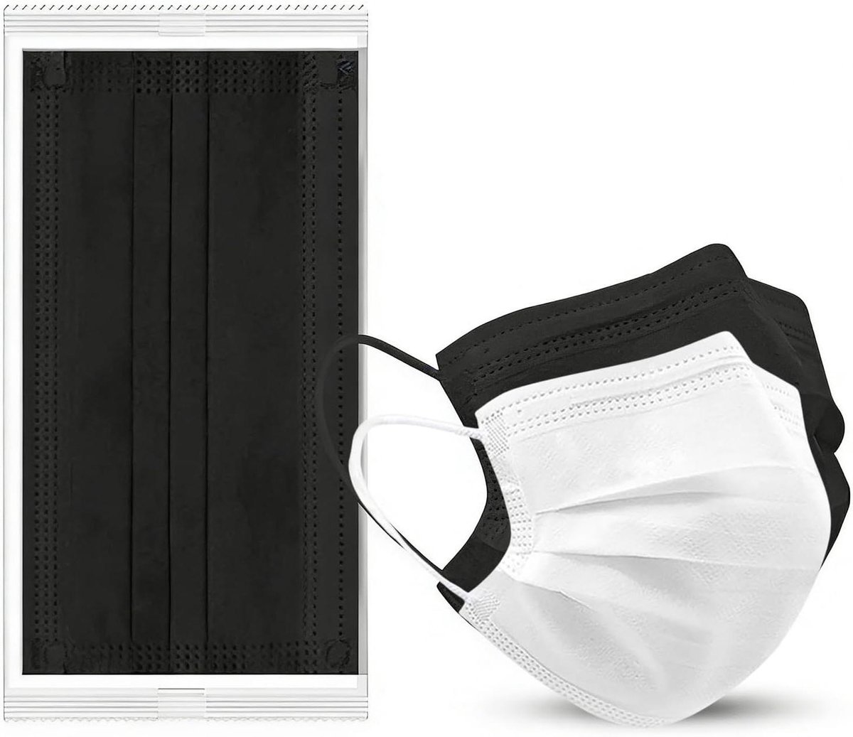 Wegwerp Mondkapjes - Stofmaskers Ademend - Bescherming Buiten - 3-Laags Katoen - 50 stuks - Wit