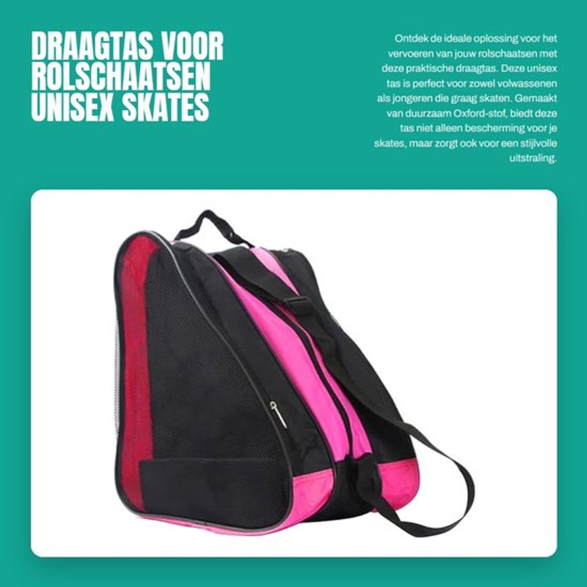 Draagtas Ademend - Roller Skate Bag - Oxford Doek - Draagbare Handgreep - Schouderriem - 38x39x20cm - Skatebag