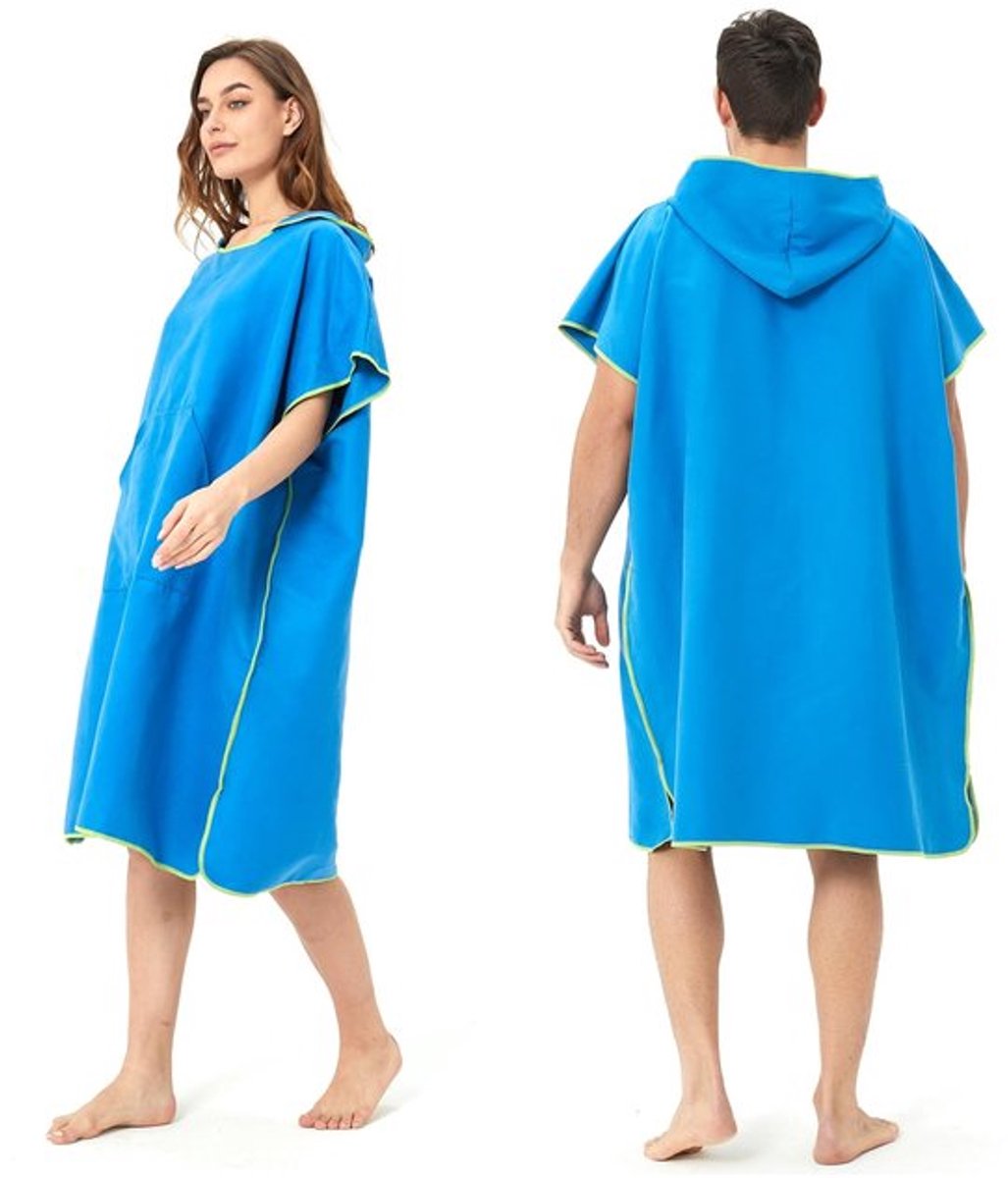 Poncho Microvezel Sneldrogend - Badjas voor Volwassenen - Strandjas met Capuchon - Lichtgewicht - Verander Kleding - 110 x 90 cm