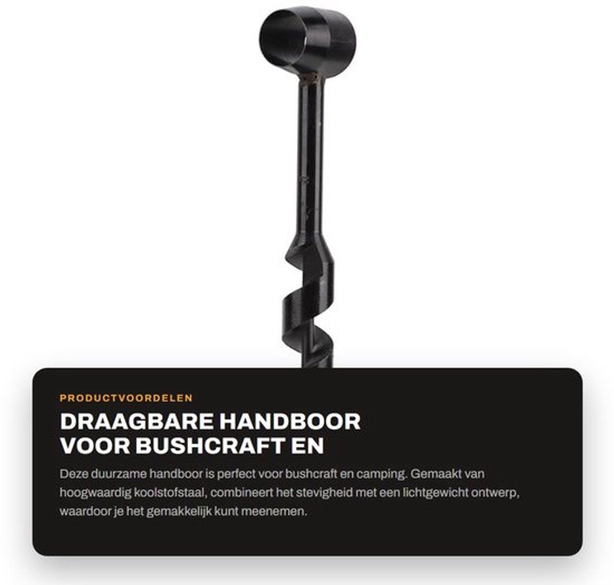 Houtboor Draagbaar - Koolstofstaal - Lichtgewicht - Efficiënt Ontwerp - Geschikt voor Bushcraft - Voor Buitenactiviteiten - Boormachine