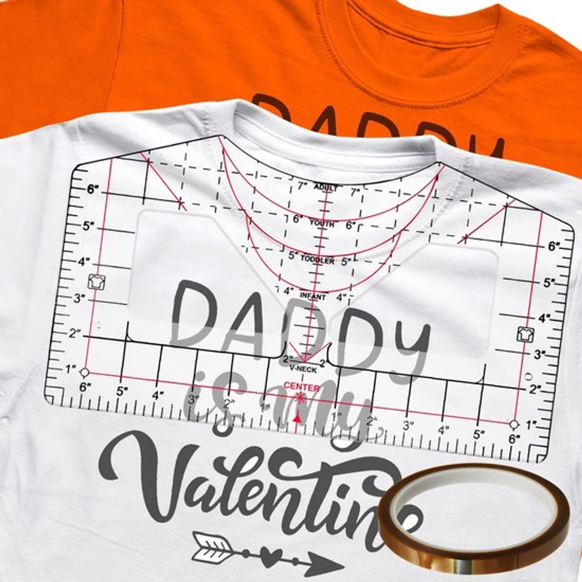 T-shirt Liniaal Gids voor Vinyl Uitlijning - Meetinstrument voor Warmtepers - Acryl - Hanggat voor Opslag - Schokbestendig - Meetlat