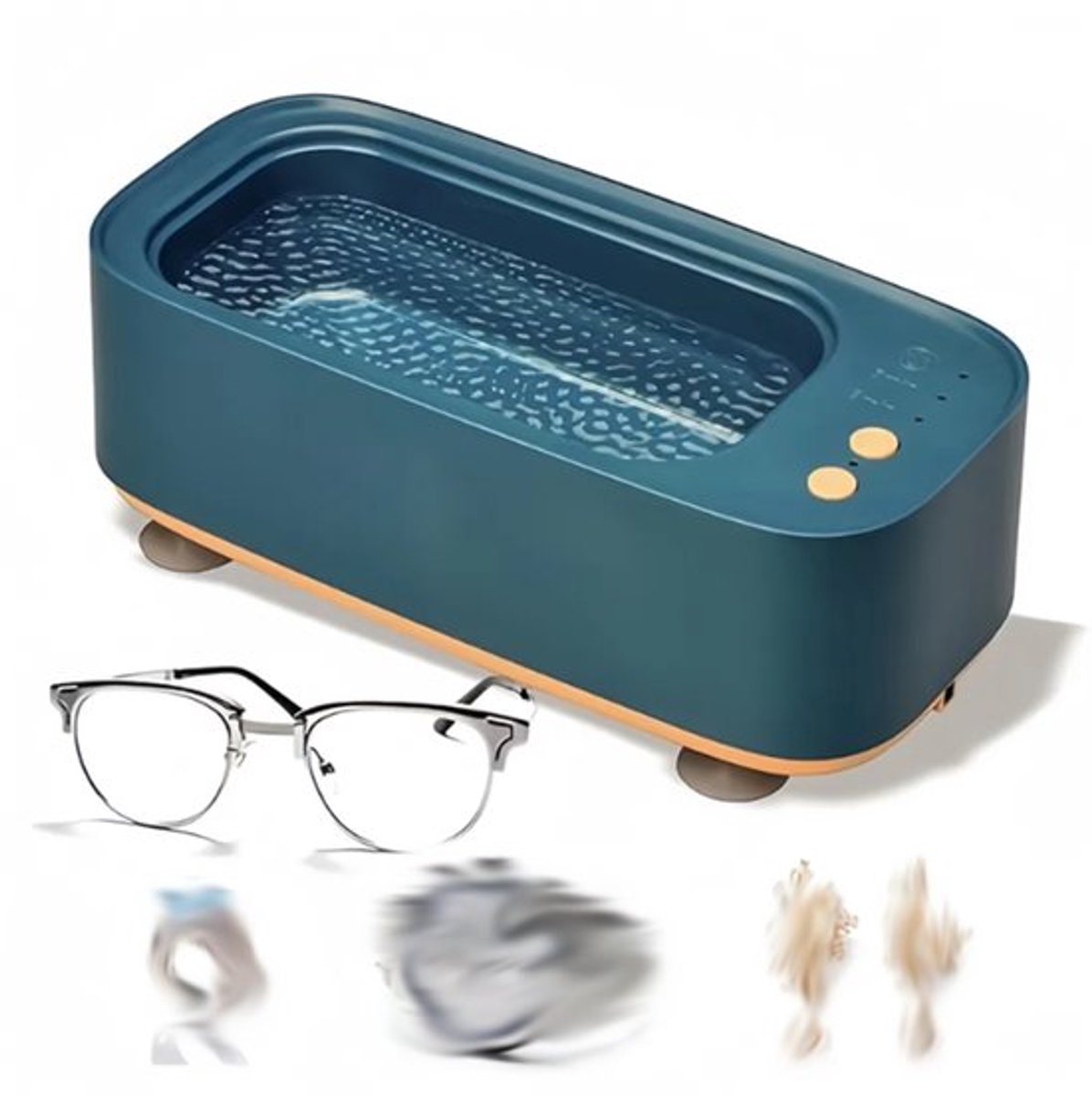 Deze oplaadbare ultrasone reiniger heeft meerdere reinigingsstanden en werkt op 45.000 Hz. Hij kan worden gebruikt voor het reinigen van nagelknippers, brillen, horloges en sieraden.