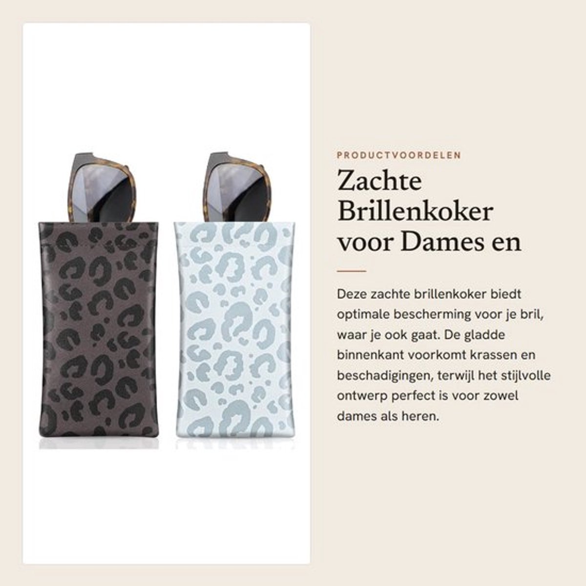Brillenkoker Zacht Leer - Brillenkoker Dames/Heren - Krasbestendig - Opvouwbaar - 2 Stuks - Inclusief Reinigingsdoek - Zonnebrillenkoker