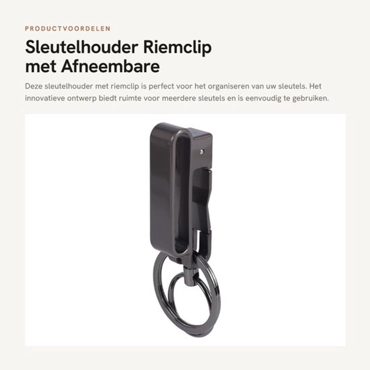 Sleutelhouder Dubbele Cirkel Ontwerp - Zinklegering - Karabijnhaak - Uittrekbare Sleutelhanger - Geschikt voor Riemen tot 4,3 cm - Stevig en Duurzaam