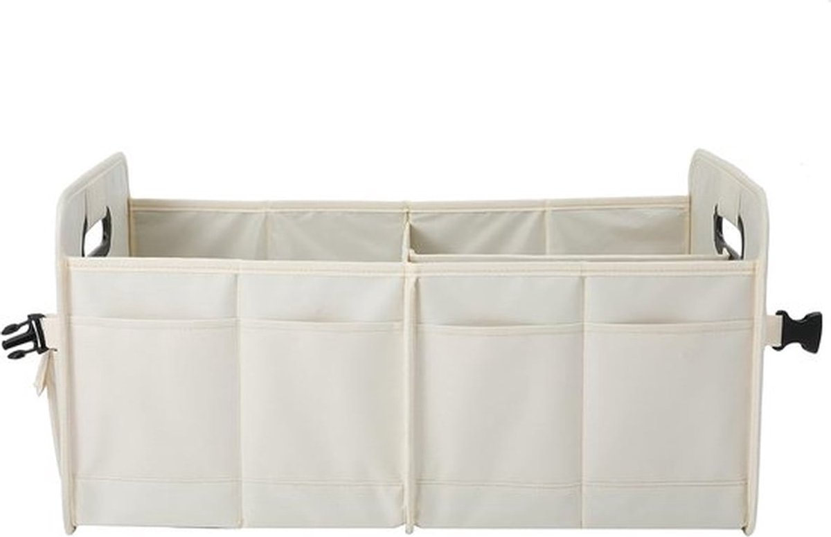 Autokofferbak opbergerrek, auto-opslag, opbergdoos, inklapbaar, met meerdere compartimenten, autotas, 55*32*32CM, geschikt voor SUV (beige)