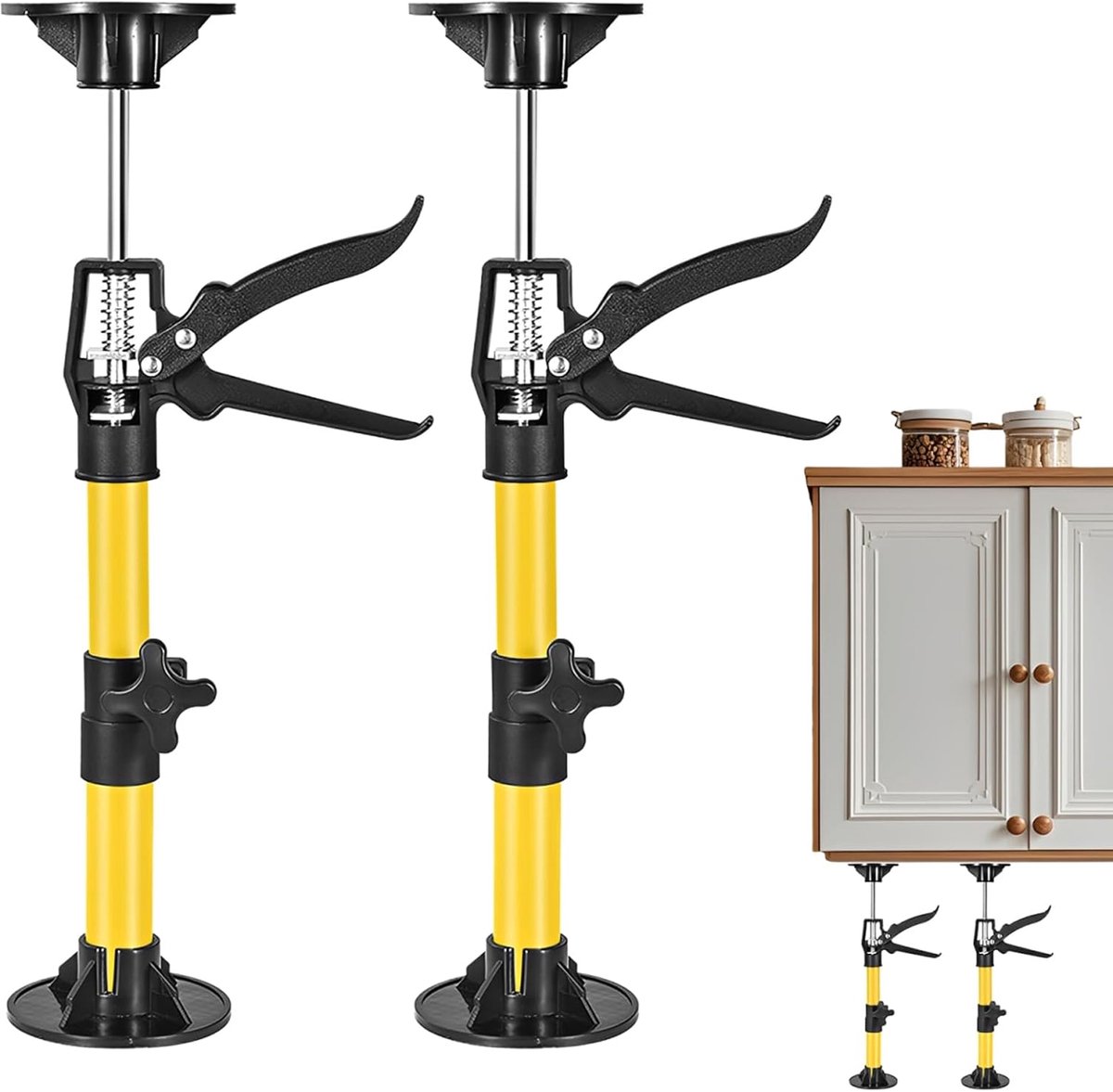 SnelShoppen - 2 Stuks Telescopische Steunen - Plafondsteun In Hoogte Verstelbaar 50-110 cm - Met Eén Hand Montage Steun - Deurspanner & Kozijnspanner