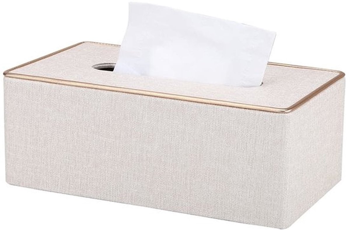 Cosmeticadoekjes Box - PU Lederen Doekjes Houder - Zakdoekjesbox - Voor Kantoor/Auto/Thuis - Wit - Stijlvol Ontwerp - Doekjeshouder