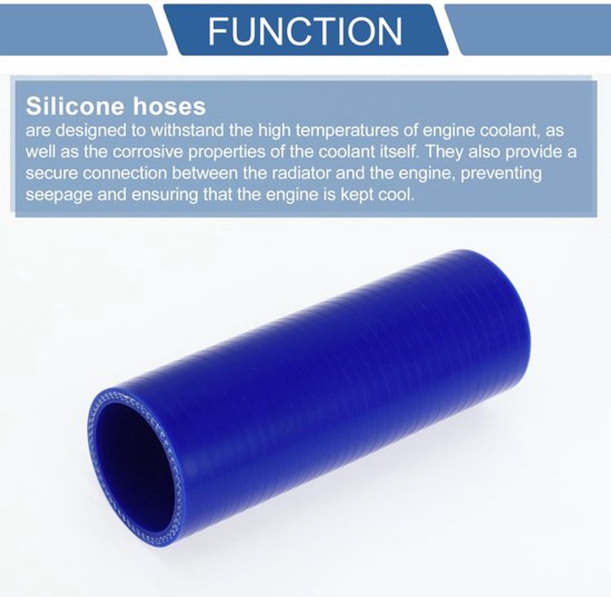 Koelvloeistofslang - Siliconen - Binnendiameter 38 mm - Lengte 127 mm - Temperatuur 300 °C - Meerlaags geweven stof - Anticorrosief - Siliconenslang