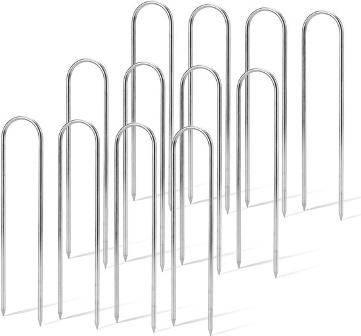 - 12pcs U-vormige tentpinnen - 30cm stalen grondpennen - Ideaal voor camping en trampoline - Zilver - Weerbestendig - Stevig en betrouwbaar...
