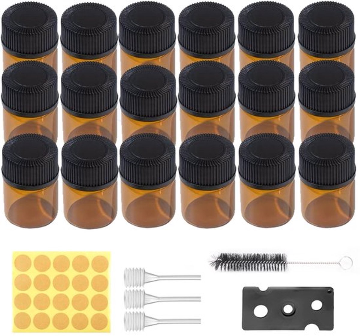 Glazen Flessen 100 Stuks - Mini Bruine Flesjes 1 ml - Flesjes voor Etherische Oliën - Herbruikbaar en Vulbaar - UV-bestendig Glas